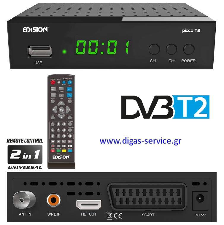 picco t2 edision picco t2 edision αποκωδικοποιητής H.264, MPEG4