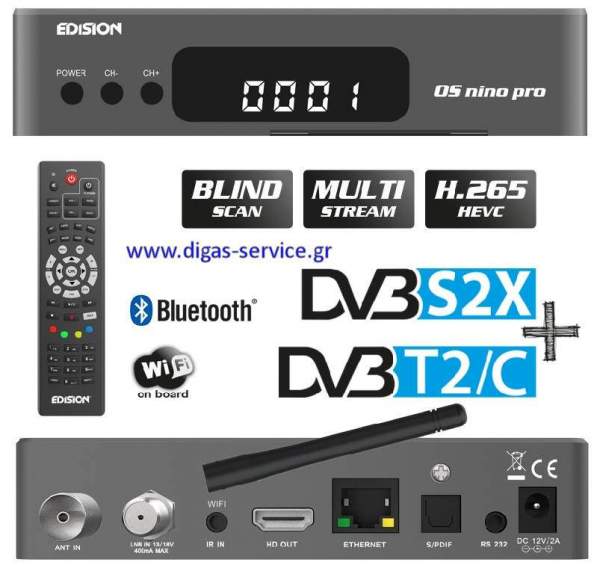 edision OS nino pro S2Χ + dvb - T2/c edision OS NINO PRO DVB-S2X + DVB-T2/C